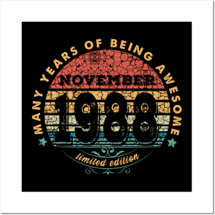 Born In November 1988 Vintage Shirt ,31st Years Old Shirts,Born In 1988,31st Anniversary 1988 Gift, Posters and Art